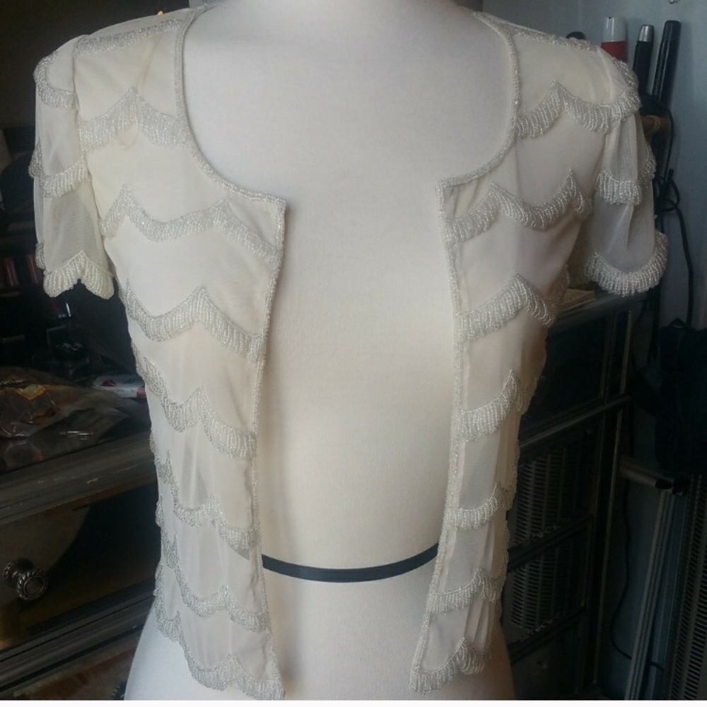 Topshop Vintage Style Beaded Sheer Bolero